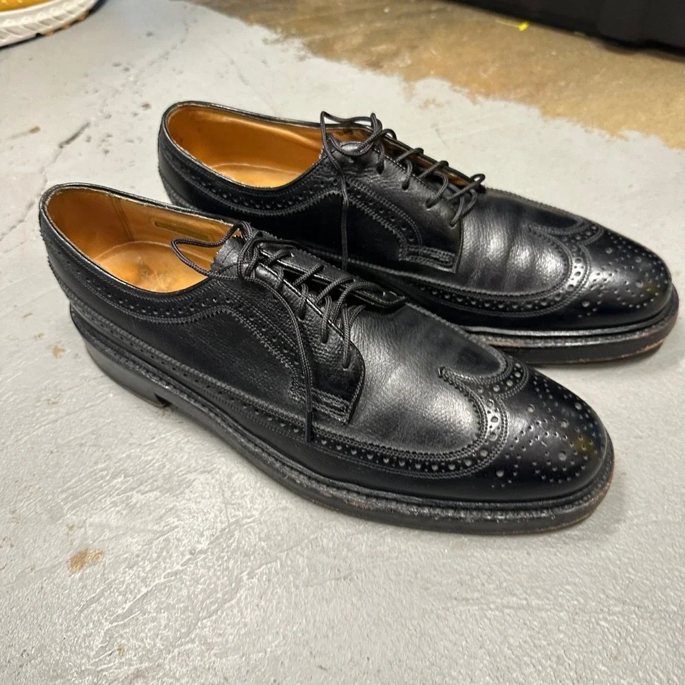Florsheim Imperial Wingtip Brogue Oxford Shoes Black Leather Mens Size 8.5‎